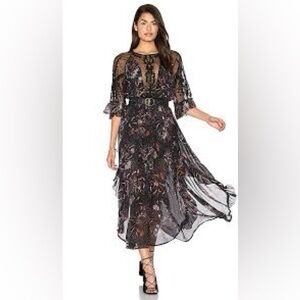 Free People Spirit of the Wild Maxi Dress Black Floral Small NWT